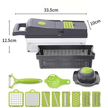 16-Pcs Vegetable Chopper – Manual Slicer, Dicer & Grater