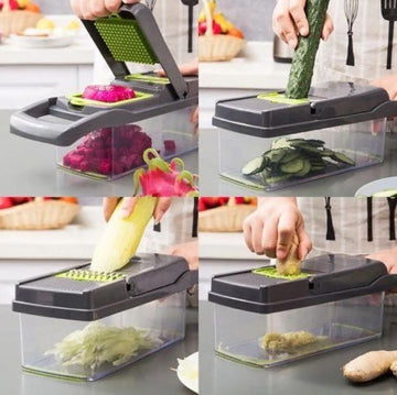 16-Pcs Vegetable Chopper – Manual Slicer, Dicer & Grater