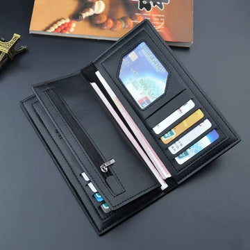 LB-523 WAGLOK Trifold Long Wallet – 14 Card Slots, Zipper Pocket - Blac
