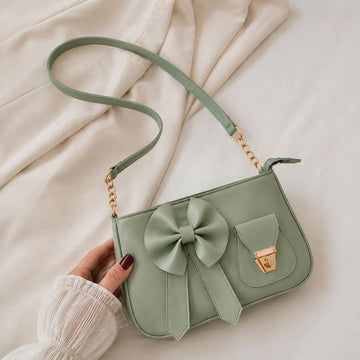 **Bella Bow Shoulder Bag – Mini Handbag – Black**