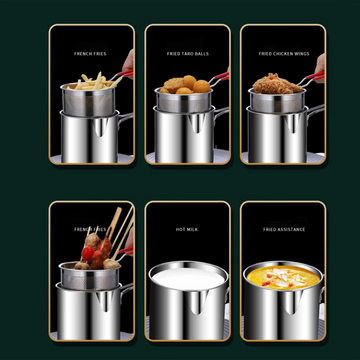 **Stainless Steel Deep Fryer Pot with Strainer**
