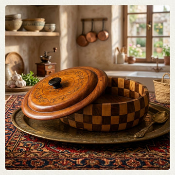 Wooden Roti Pot - Chess Style