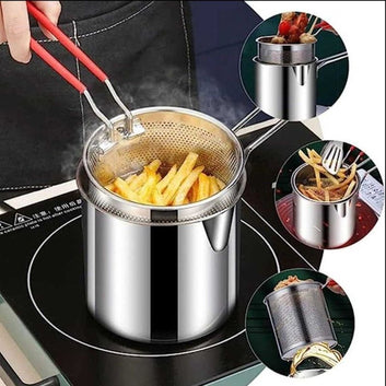 **Stainless Steel Deep Fryer Pot with Strainer**