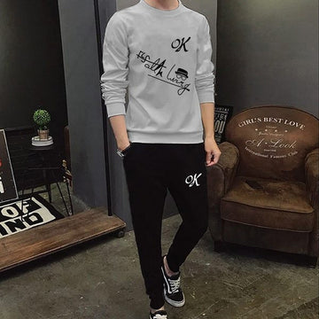 **Men’s Printed Tracksuit Set – T-Shirt & Trouser (L)**
