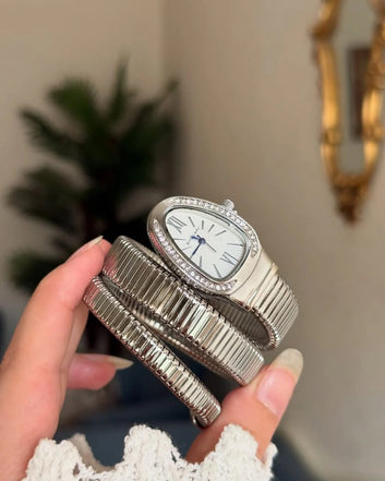 **Triple-Wrap Snake Watch – Luxury Golden Design**